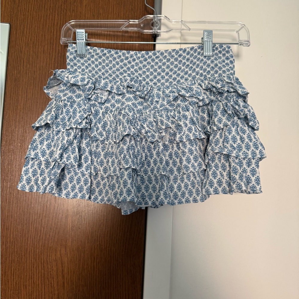 Blue and White Ruffle Skirt